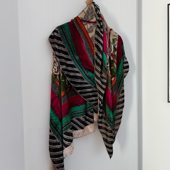 *Stunning* vintage 1920s - 1930s Art Deco jewel tone silk velvet piano shawl - Picture 2 of 4